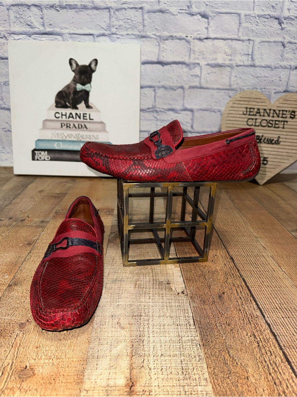 Franco Cuadra red casual fashion python driving moccasins for men A07PMRU